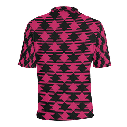 Buffalo check Pink Pattern Print Design 01 Men Polo Shirt