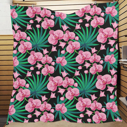 Orchid Pink Pattern Print Design OR06 Premium Quilt