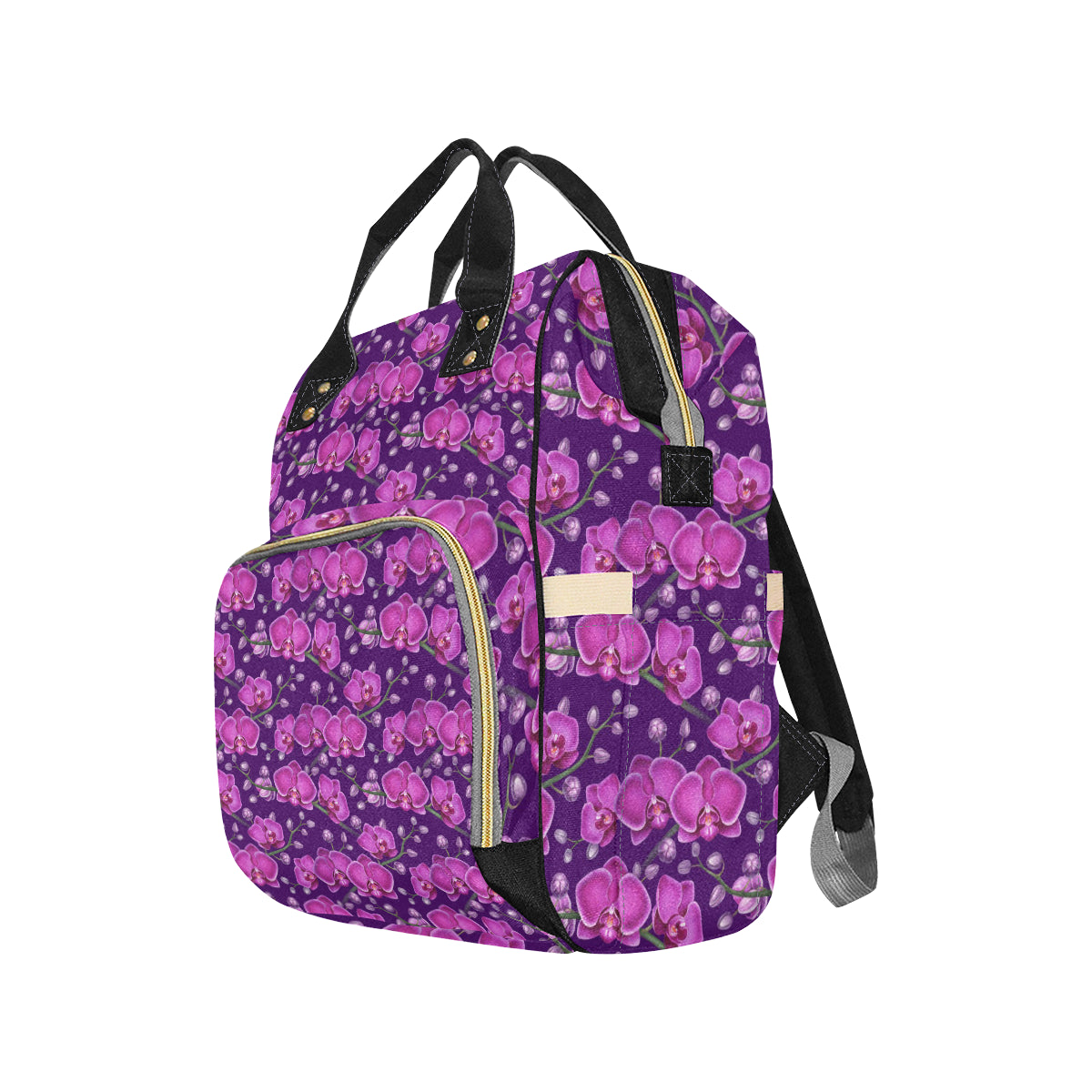 Orchid Purple Pattern Print Design OR02 Diaper Bag Backpack