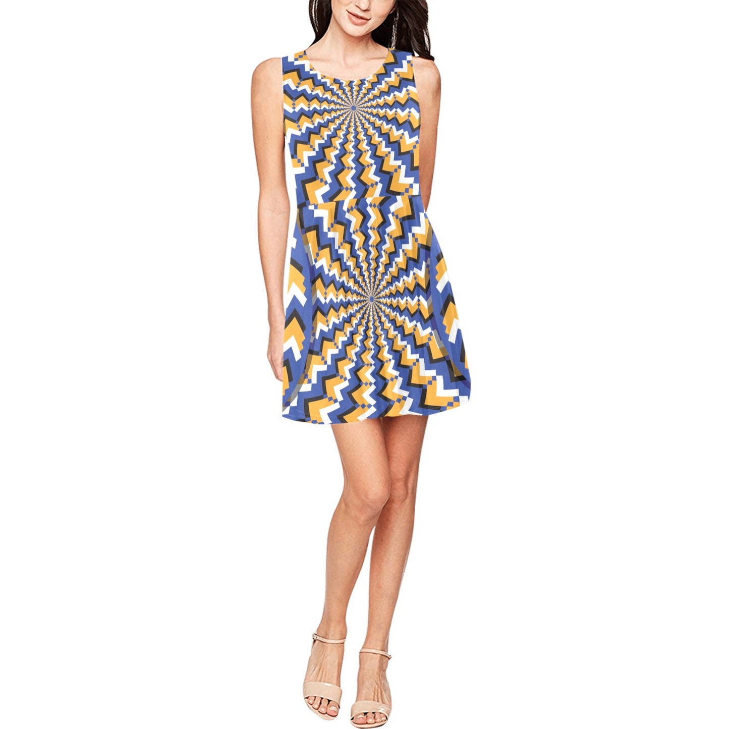 Optical illusion Pattern Print Design A01 Sleeveless Dress