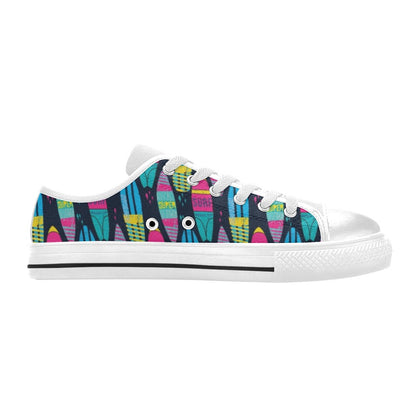 Surfboard Colorful Print Design LKS302 Women's White Low Top Shoes