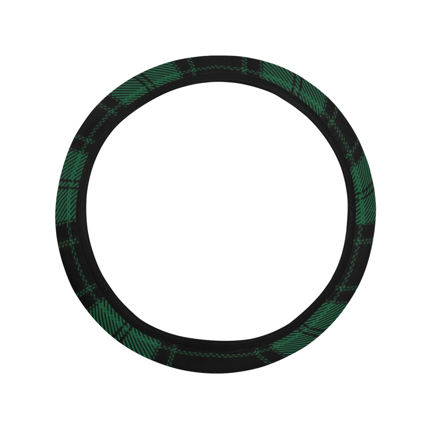 Tartan Green Print Design LKS302 Steering Wheel Cover with Elastic Edge