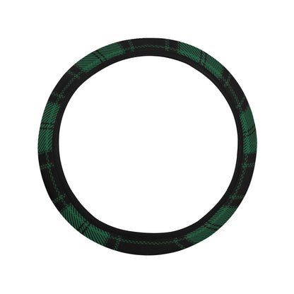 Tartan Green Print Design LKS302 Steering Wheel Cover with Elastic Edge