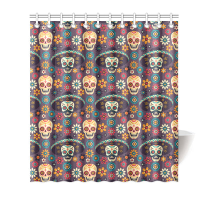 sugar skull Maxican Pattern Shower Curtain