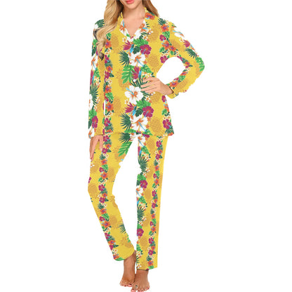 Hawaiian Themed Pattern Print Design H09 Women's Long Pajama Set