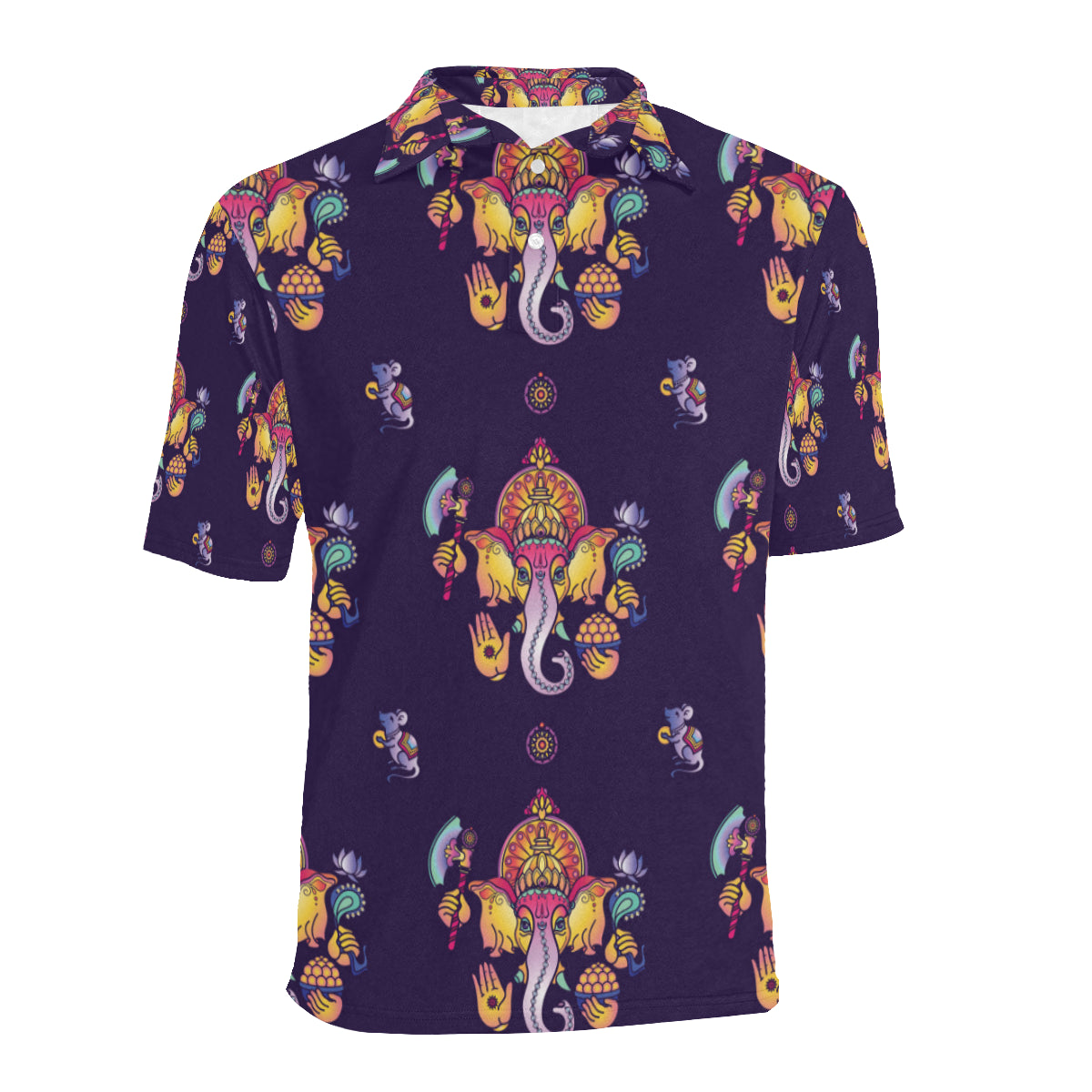 Ganesha Pattern Print Design 04 Men Polo Shirt