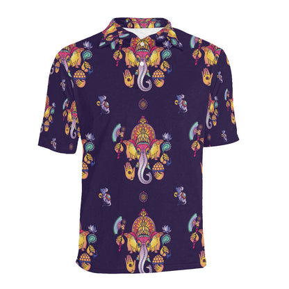 Ganesha Pattern Print Design 04 Men Polo Shirt