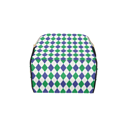 Argyle Green Blue Pattern Print Design 03 Diaper Bag Backpack