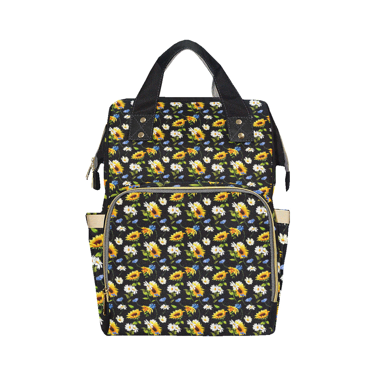 Sunflower Chamomile Bright Color Print Diaper Bag Backpack