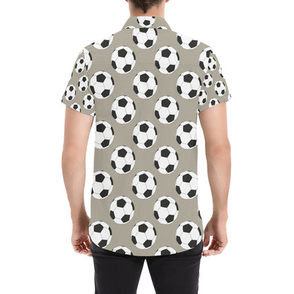 Soccer Ball Print Design LKS302 Men Short Sleeve Button Up Shirt