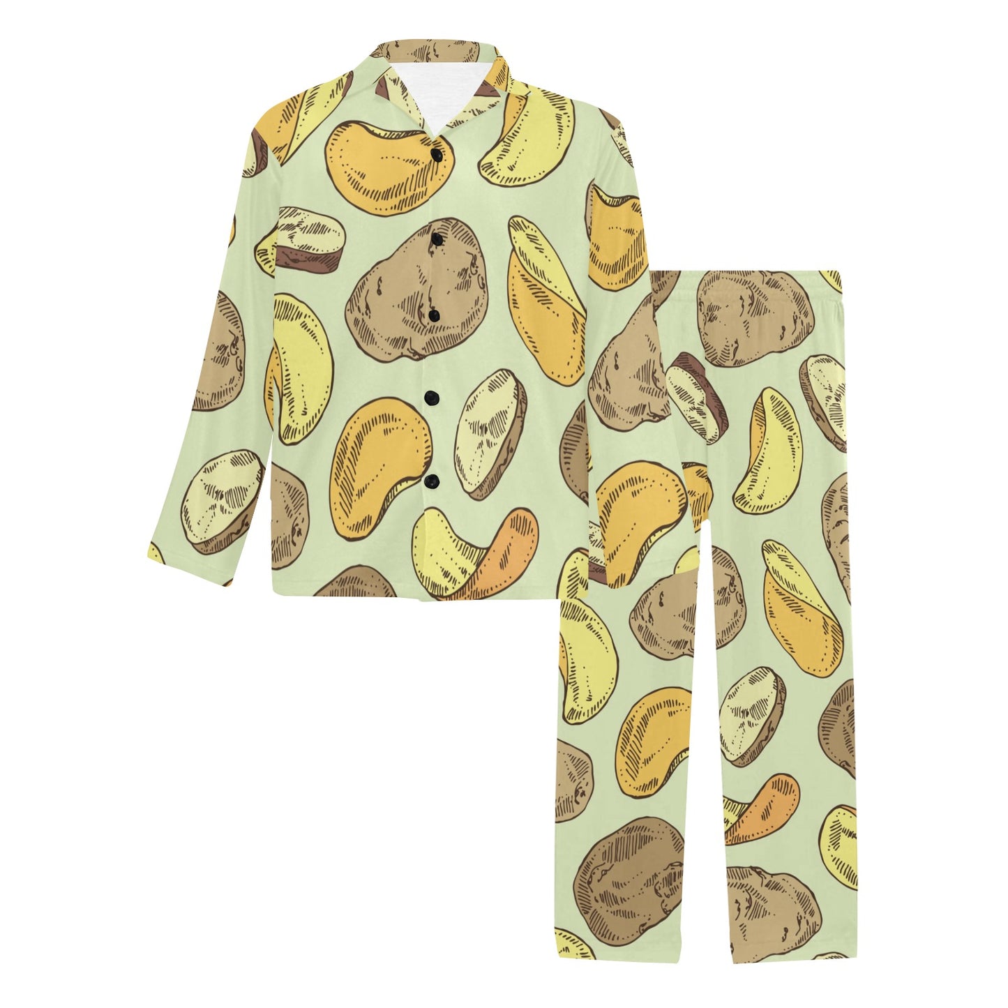 Potato Pattern Print Design A03 Men's Long Pajama Set