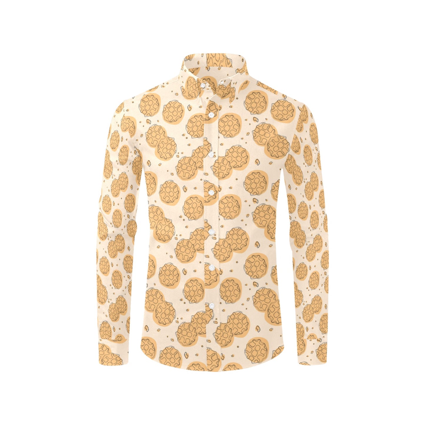Waffle Print Design LKS303 Men's Long Sleeve Dress Shirt