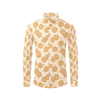 Waffle Print Design LKS303 Men's Long Sleeve Dress Shirt