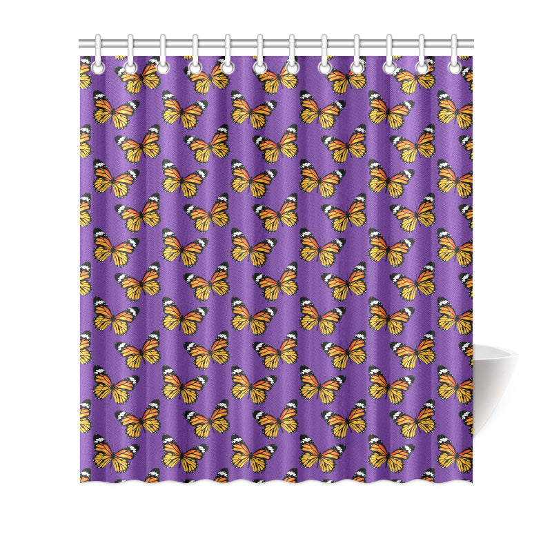 Monarch Butterfly Purple Print Pattern Shower Curtain