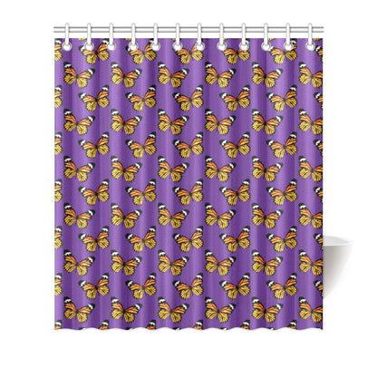 Monarch Butterfly Purple Print Pattern Shower Curtain