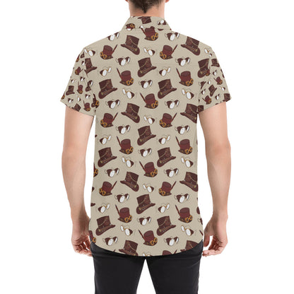 Steampunk Hat Print Design LKS301 Men Short Sleeve Button Up Shirt