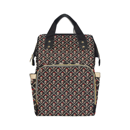 Skull Roses Bone Design Themed Print Diaper Bag Backpack