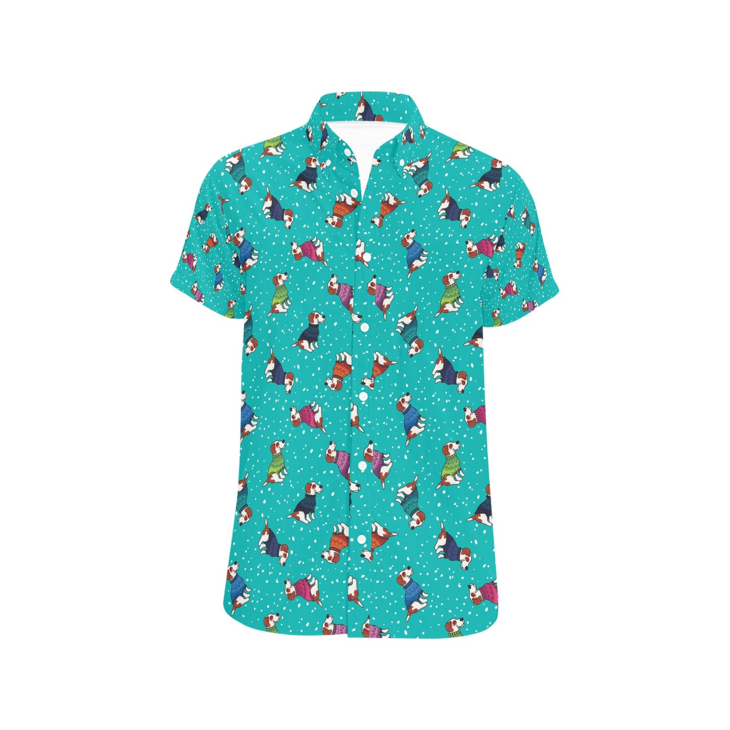 Russell Terriers Print Design LKS309 Men Short Sleeve Button Up Shirt