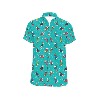 Russell Terriers Print Design LKS309 Men Short Sleeve Button Up Shirt