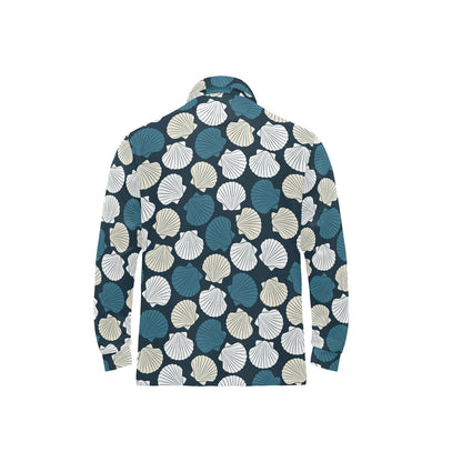 Seashell Print Design LKS3013 Long Sleeve Polo Shirt For Men's