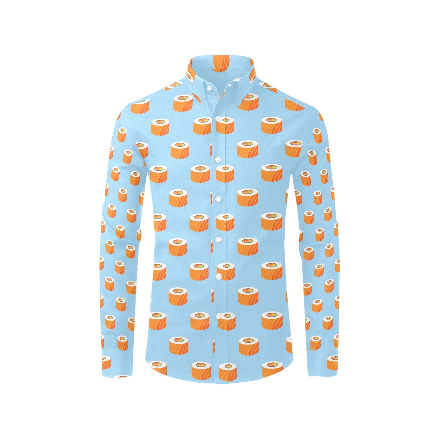 Salmon Sushi Print Design LKS307 Men's Long Sleeve Dress Shirt