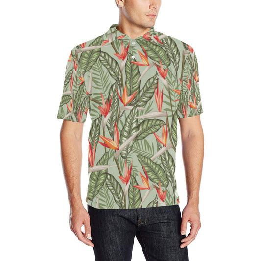 Bird Of Paradise Pattern Print Design BOP08 Men Polo Shirt