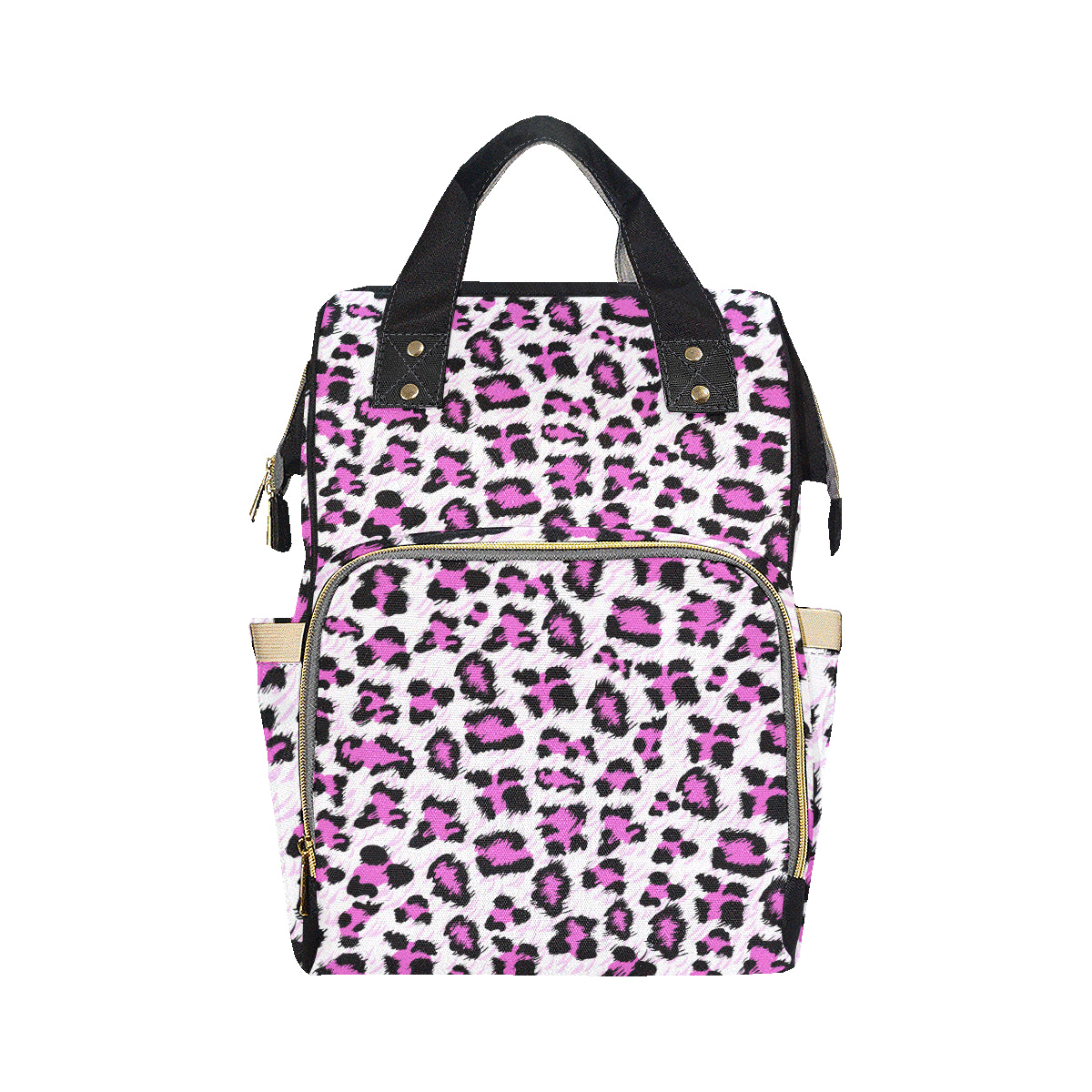 Leopard Pink Skin Print Diaper Bag Backpack