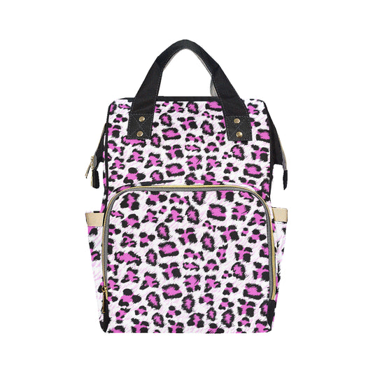 Leopard Pink Skin Print Diaper Bag Backpack
