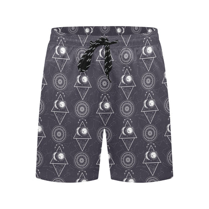 Sun Moon Print Design LKS309 Men's Swim Trunks Beach Shorts