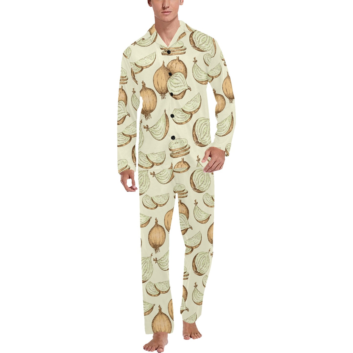 Onion Pattern Print Design A02 Men's Long Pajama Set