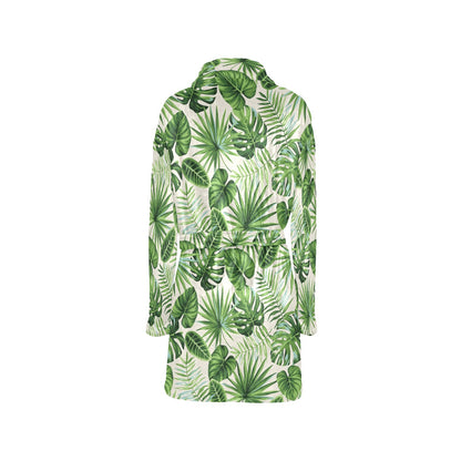Palm Leaf Pattern Print Design A01 Women's Fleece Robe