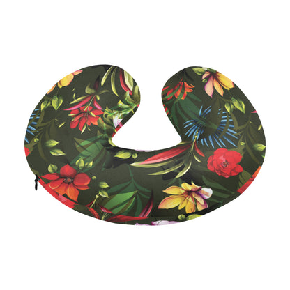 Magnolia Pattern Print Design 02 U-Shaped Travel Neck Pillow