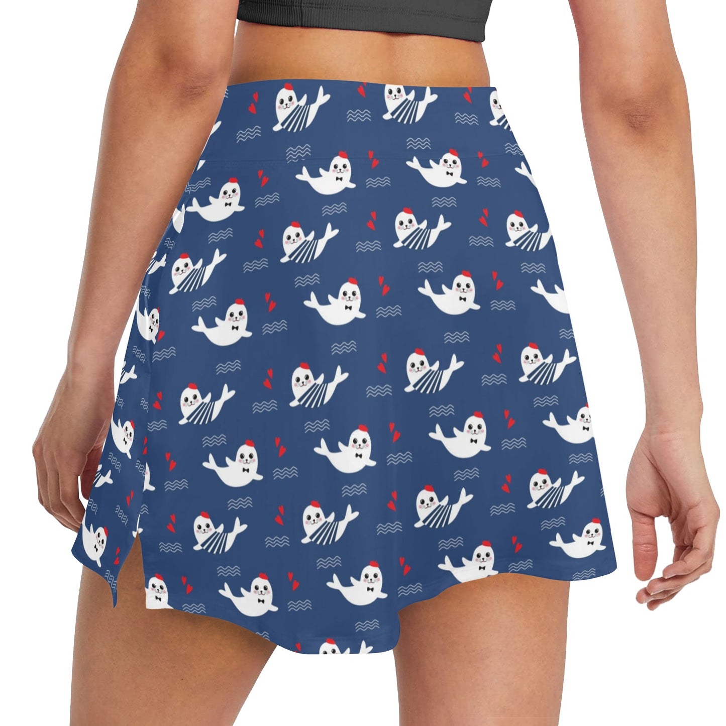 Sea Lion Print Design LKS403 17" Golf & Pickleball Skort with Pockets