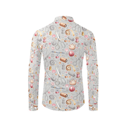 Sewing Equipment Print Design LKS302 Men's Long Sleeve Dress Shirt