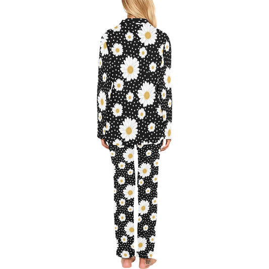 Daisy Pattern Print Design DS02 Women's Long Pajama Set