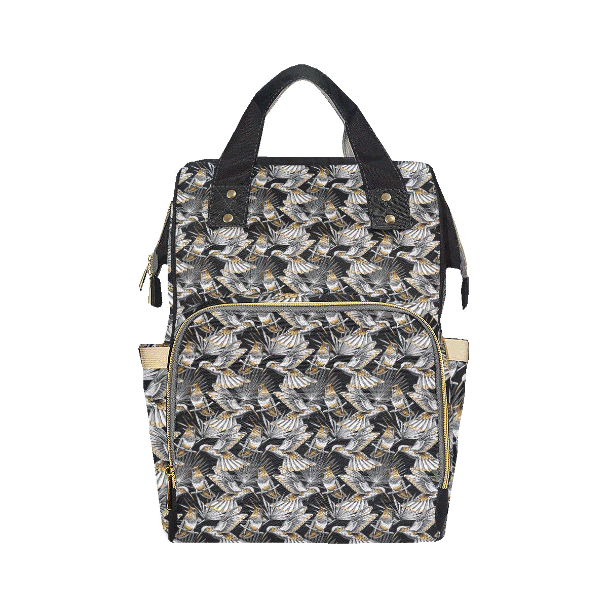 Hummingbird Gold Design Themed Print Diaper Bag Backpack