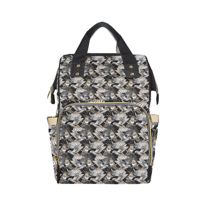 Hummingbird Gold Design Themed Print Diaper Bag Backpack