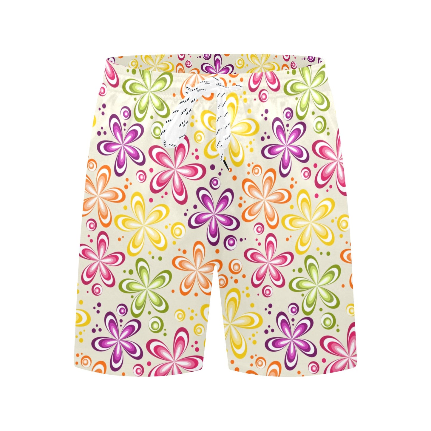 Flower Power Colorful Design Print Men's Swim Trunks Beach Shorts