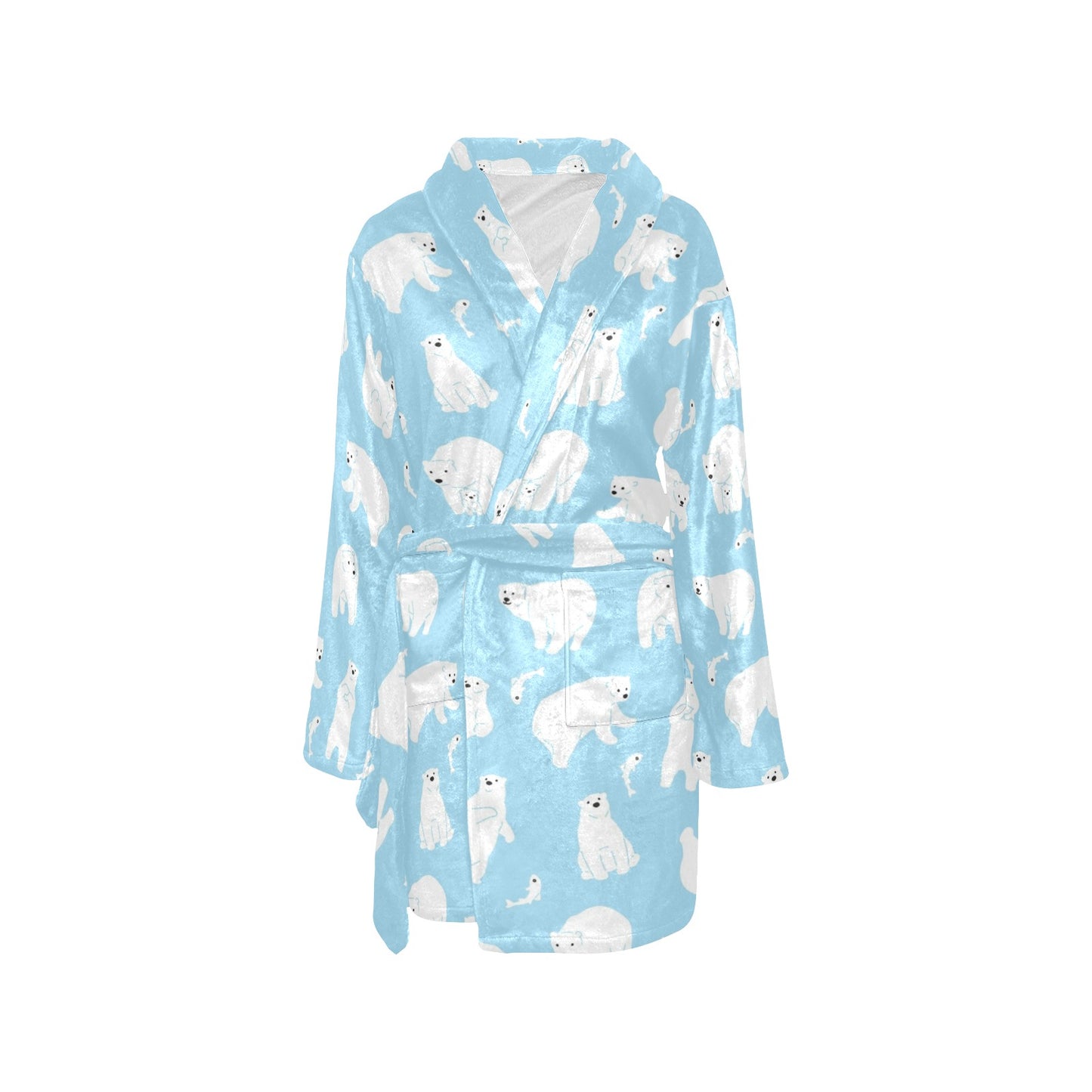 Polar Bear Pattern Print Design PB01 Women's Fleece Robe