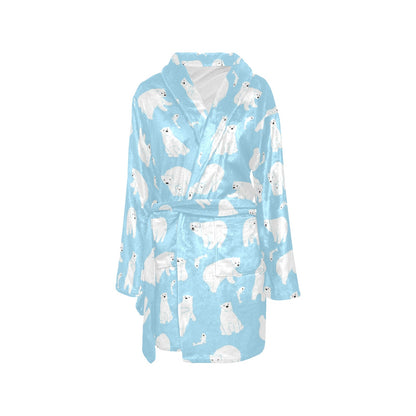 Polar Bear Pattern Print Design PB01 Women's Fleece Robe