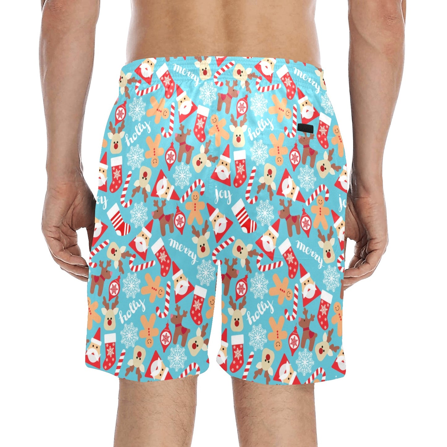 Santa Christmas Themed Print Design LKS306 Men's Swim Trunks Beach Shorts