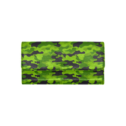 Green Kelly Camo Print Women's Trifold Wallet