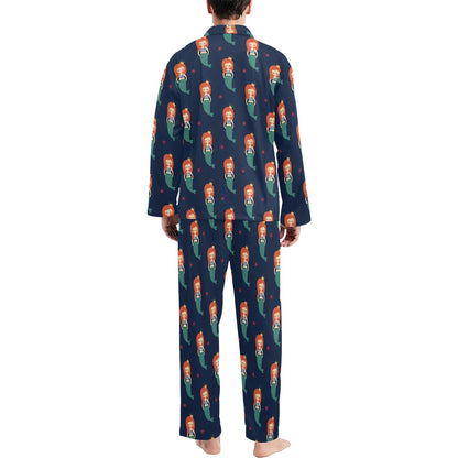 Mermaid Girl Pattern Print Design 01 Men's Long Pajama Set