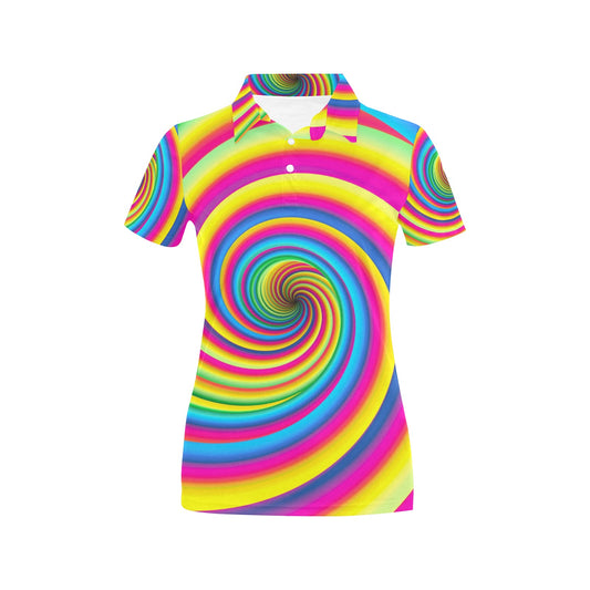 Vortex Twist Swirl Rainbow Design Women's Polo Shirt