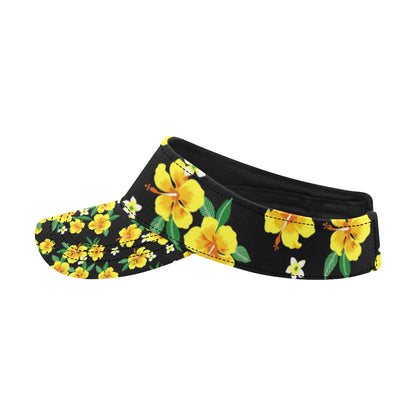 Yellow Hibiscus Pattern Print Design HB08 Unisex Sun Visor