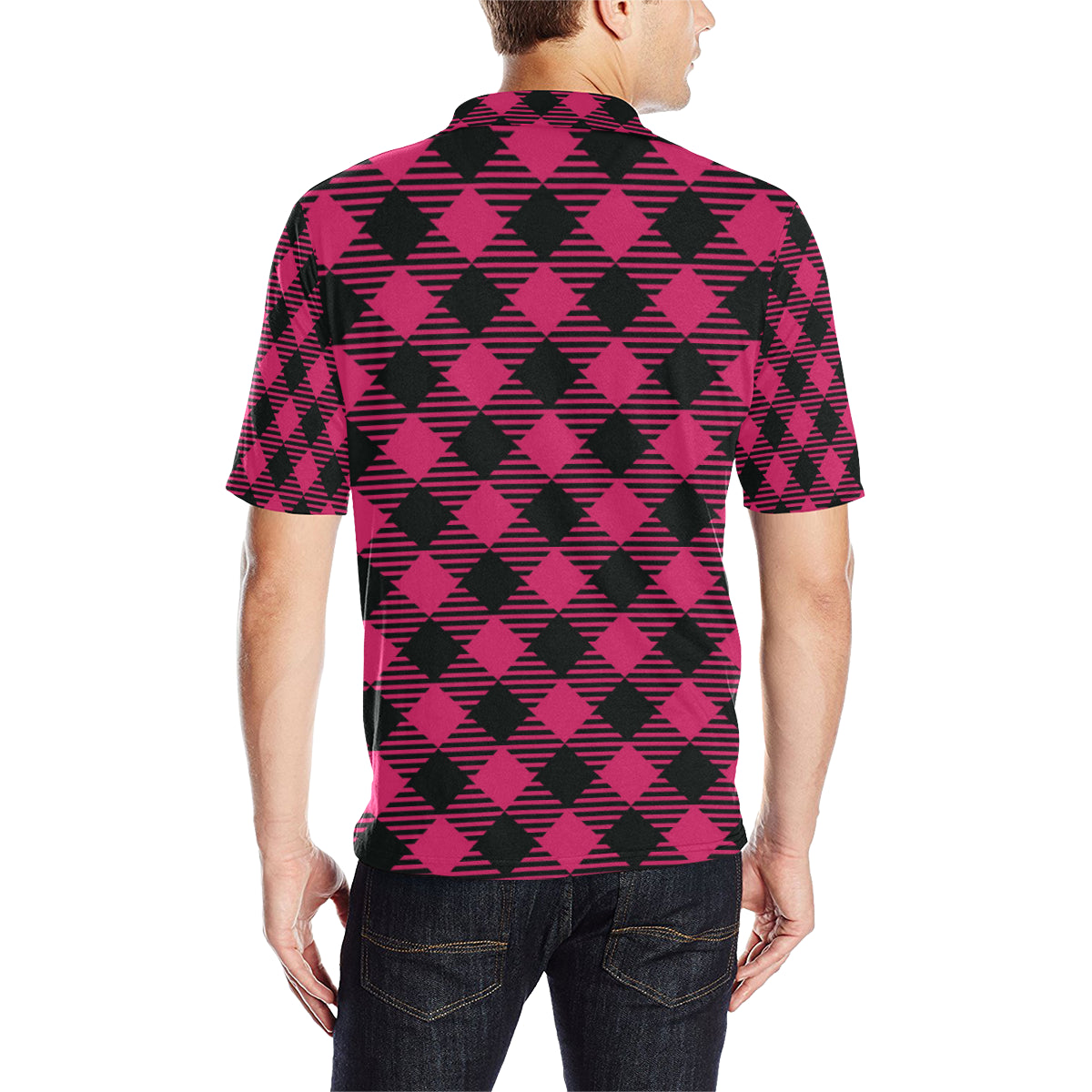 Buffalo check Pink Pattern Print Design 01 Men Polo Shirt