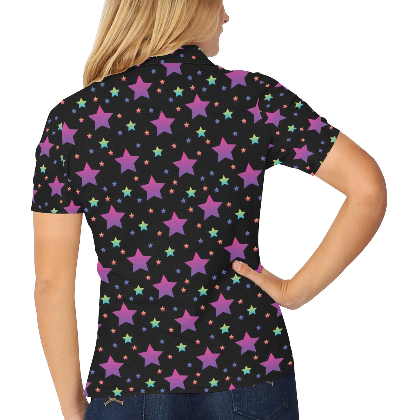 Star Print Design LKS305 Women's Polo Shirt
