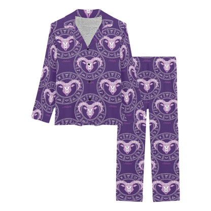 Aries Zodiac Pattern Print Design 02 Women's Long Pajama Set