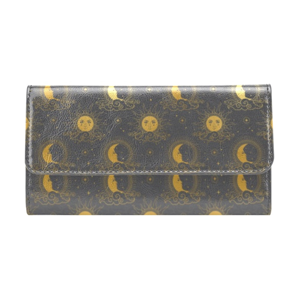 Sun Moon Print Design LKS305 Women's Trifold Wallet