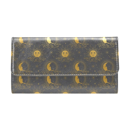 Sun Moon Print Design LKS305 Women's Trifold Wallet